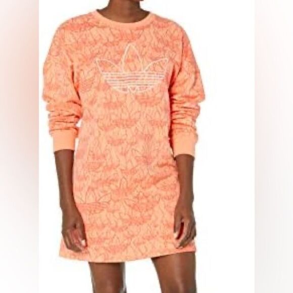 ADIDAS Originals Peach Emblem Sweater Dress - Medium - Picture 2 of 6